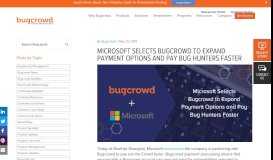 
							         Microsoft Selects Bugcrowd to Expand Payment Options and Pay Bug ...								  
							    