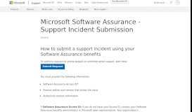 
							         Microsoft Software Assurance - Support Incident Submission								  
							    