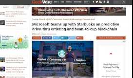
							         Microsoft teams up with Starbucks on predictive drive-thru ordering ...								  
							    
