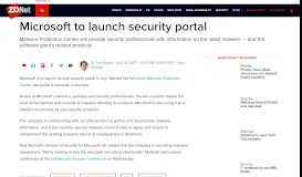 
							         Microsoft to launch security portal | ZDNet								  
							    