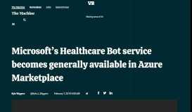 
							         Microsoft's Healthcare Bot service becomes generally available in ...								  
							    