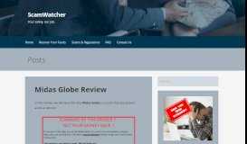 
							         Midas Globe Review - ScamWatcher								  
							    