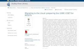 
							         Migrating to the cloud: preparing the USMC CDET for MCEITS								  
							    