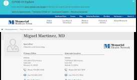 
							         Miguel Martinez, MD | Memorial Healthcare System								  
							    