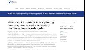 
							         MiHIN and Livonia Schools piloting new program to make accessing ...								  
							    
