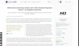 
							         Millersville University Selects ACI's New Student Payment Portal ...								  
							    