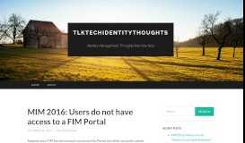 
							         MIM 2016: Users do not have access to a FIM Portal ...								  
							    