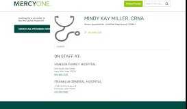 
							         Mindy Miller, CRNA - Kossuth Regional Health Center								  
							    