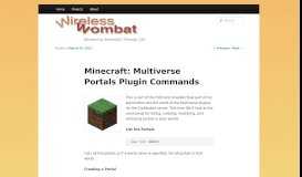 
							         Minecraft: Multiverse Portals Plugin Commands | Wireless Wombat								  
							    