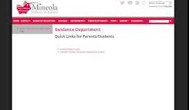 
							         Mineola Public Schools Departments | Guidance - Quick Links								  
							    