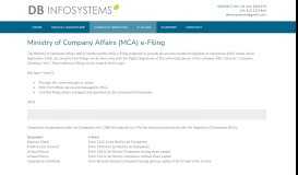 
							         Ministry of Company Affairs (MCA) e-Filing – DB Infosystems								  
							    