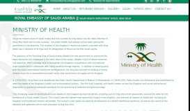 
							         Ministry Of Health - Royal Embassy of Saudi Arabia								  
							    