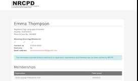 
							         Miss Emma Thompson - NRCPD Portal								  
							    