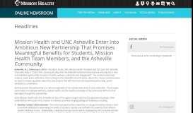 
							         Mission Health and UNC Asheville Enter Into Ambitious New ...								  
							    