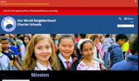 
							         Mission | Our World Neighborhood Charter School								  
							    