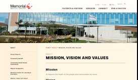 
							         Mission, Vision, Values | Memorial Medical Center | Memorial Health ...								  
							    