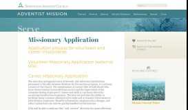 
							         Missionary Application - Adventist Mission								  
							    