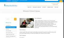 
							         Mission/Vision/Values | Urban Health Plan								  
							    