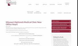 
							         Missouri Highlands Medical Clinic New Office Hours - Missouri ...								  
							    