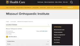 
							         Missouri Orthopaedic Institute - MU Health Care								  
							    