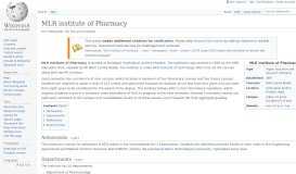 
							         MLR institute of Pharmacy - Wikipedia								  
							    