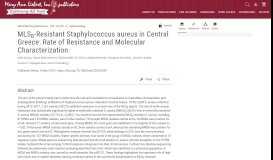 
							         MLSB-Resistant Staphylococcus aureus in Central Greece ...								  
							    