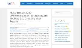 
							         MLSU Result 2019 (www.mlsu.ac.in) BA BSc BCom MA MSc Results ...								  
							    