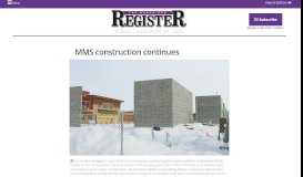 
							         MMS construction continues - Brookings Register								  
							    