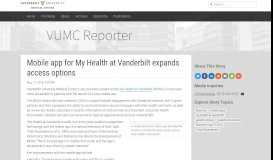 
							         Mobile app for My Health at Vanderbilt expands access options ...								  
							    