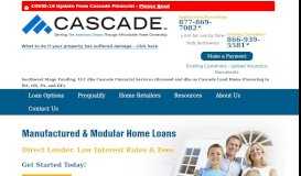 
							         Mobile, Modular, & Manufactured Home Loans. Cascade Financial								  
							    
