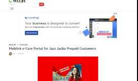 
							         Mobilnk e-Care Portal for Jazz Jazba Prepaid Customers | Web.pk								  
							    