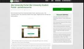 
							         Moi University Portal: Moi University Student Portal - Admalic Kenya								  
							    