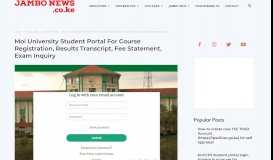 
							         Moi University Student Portal for course registration, Transcript, Fee ...								  
							    