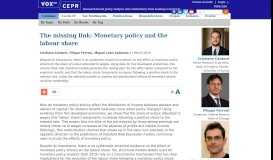 
							         Monetary policy and the labour share | VOX, CEPR Policy Portal								  
							    