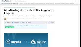 
							         Monitoring Azure Activity Logs with Logz.io - DZone Performance								  
							    