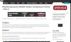
							         Monitoring Azure Health Status Using Azure Portal - Part 1								  
							    