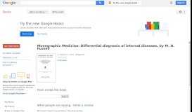 
							         Monographic Medicine: Differential diagnosis of internal diseases, ...								  
							    