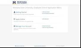 
							         Montana State University, Graduate School Application Menu								  
							    