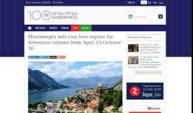 
							         Montenegro sets visa free regime for Armenian citizens from April 15 ...								  
							    