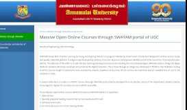
							         MOOCs through SWAYAM - Annamalai University								  
							    
