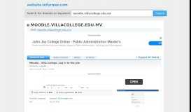 
							         moodle.villacollege.edu.mv at WI. Moodle - Villa College: Log ...								  
							    