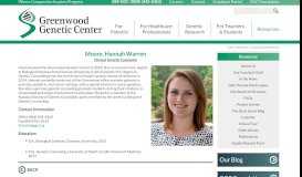 
							         Moore, Hannah Warren - The Greenwood Genetic Center								  
							    