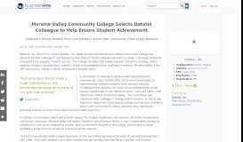 
							         Moraine Valley Community College Selects Datatel Colleague to Help ...								  
							    