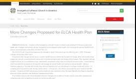 
							         More Changes Proposed for ELCA Health Plan - ELCA								  
							    