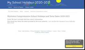 
							         Morriston Comprehensive School Holidays and Term Dates 2019-2020								  
							    