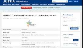 
							         MOSAIC CUSTOMER PORTAL Trademark - Serial Number ...								  
							    