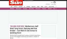 
							         Mothercare staff blast 'long hours, bad pay and few breaks ... - The Sun								  
							    