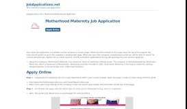 
							         Motherhood Maternity Job Application - Apply Online								  
							    