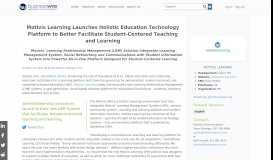 
							         Motivis Learning Launches Holistic Education Technology Platform to ...								  
							    