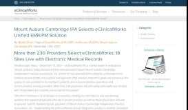 
							         Mount Auburn Cambridge IPA Selects eClinicalWorks Unified EMR ...								  
							    